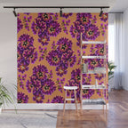 Pansies Floral - Peach and Purple Wall Mural Gallery Image 1