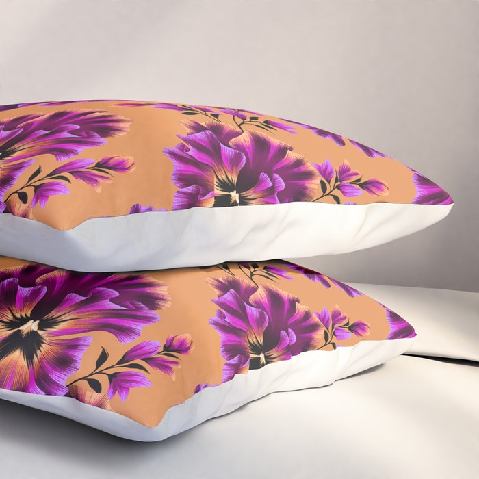 Pansies Floral - Peach and Purple Pillow Sham Gallery Image 3