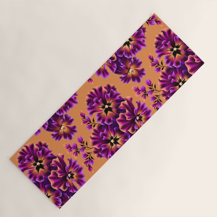 Pansies Floral - Peach and Purple Yoga Mat Gallery Image 1