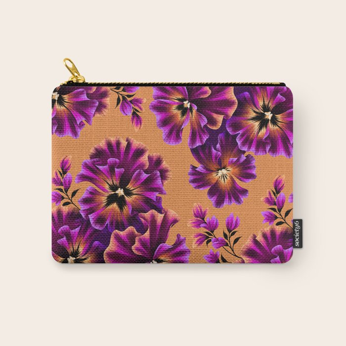 Pansies Floral - Peach and Purple Carry All Pouch Gallery Image 1