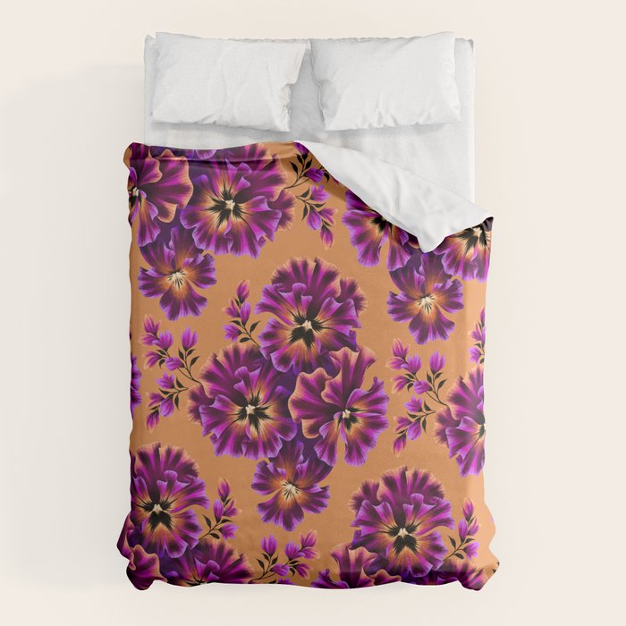 Pansies Floral - Peach and Purple Duvet Cover Gallery Image 6