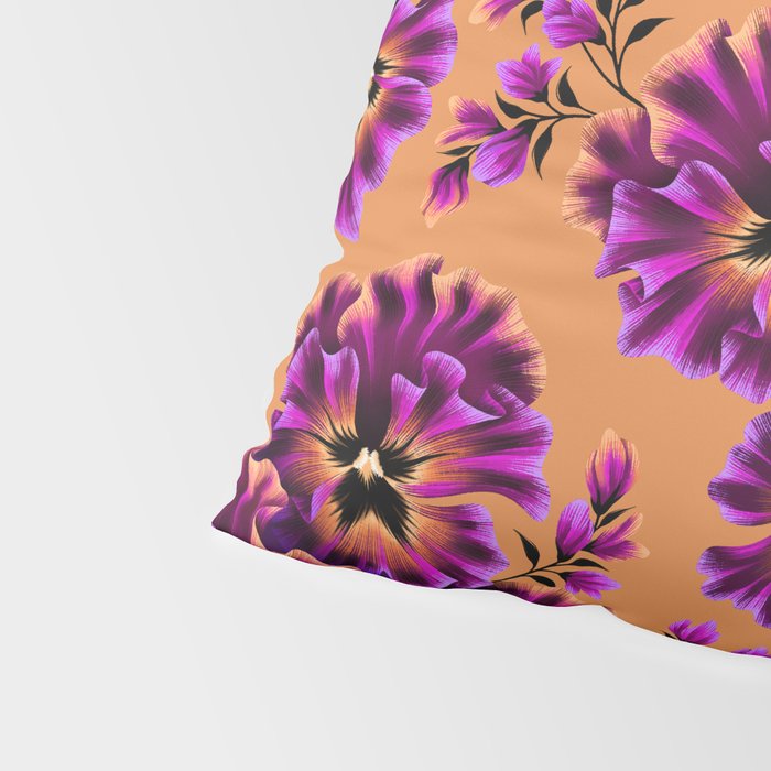 Pansies Floral - Peach and Purple Pillow Sham Gallery Image 4