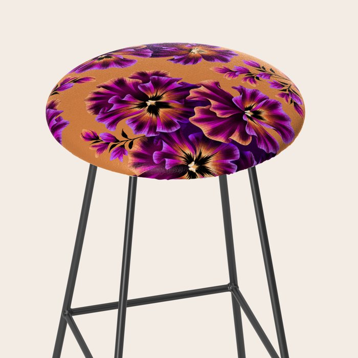 Pansies Floral - Peach and Purple Stool Gallery Image 2