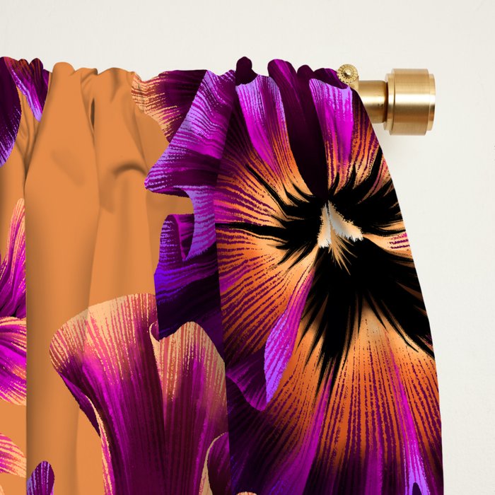 Pansies Floral - Peach and Purple Window Curtain Gallery Image 2