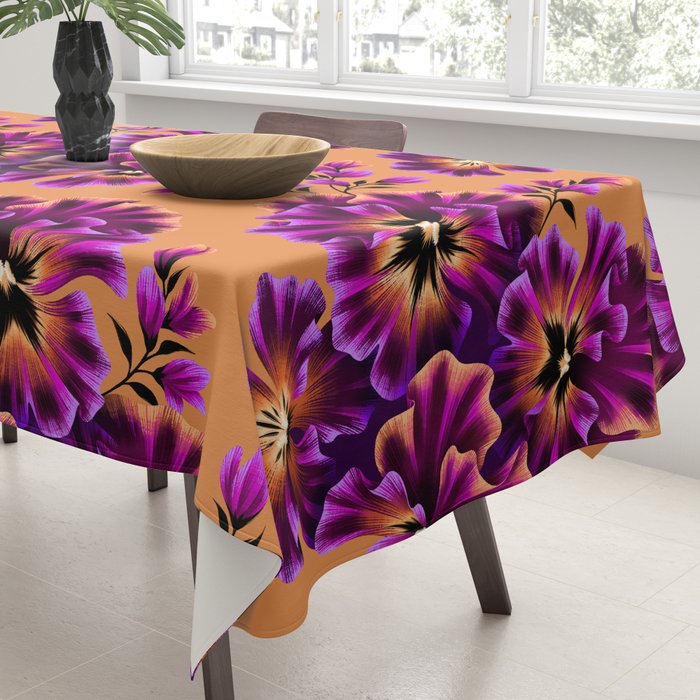Pansies Floral - Peach and Purple Tablecloth Gallery Image 3