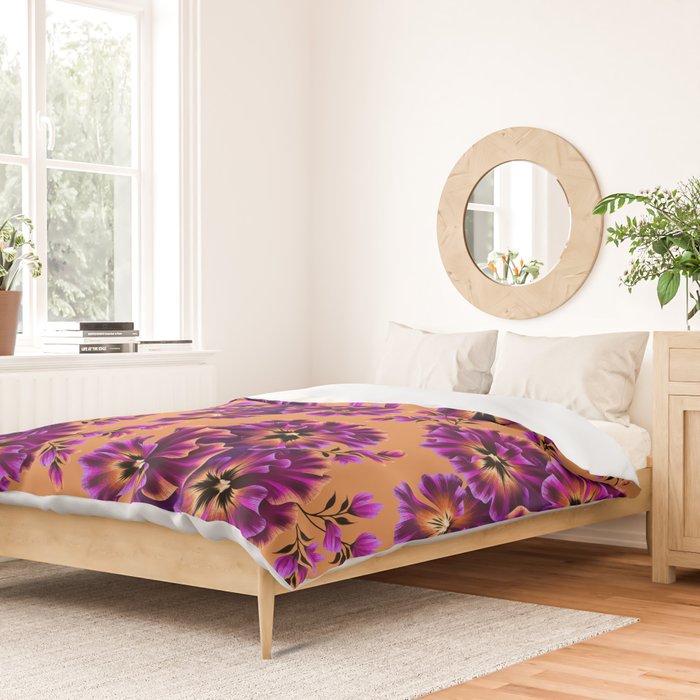 Pansies Floral - Peach and Purple Duvet Cover Gallery Image 2