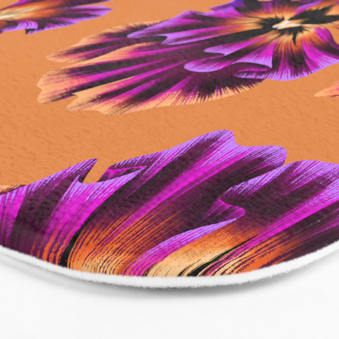 Pansies Floral - Peach and Purple Bath Mat Gallery Image 3