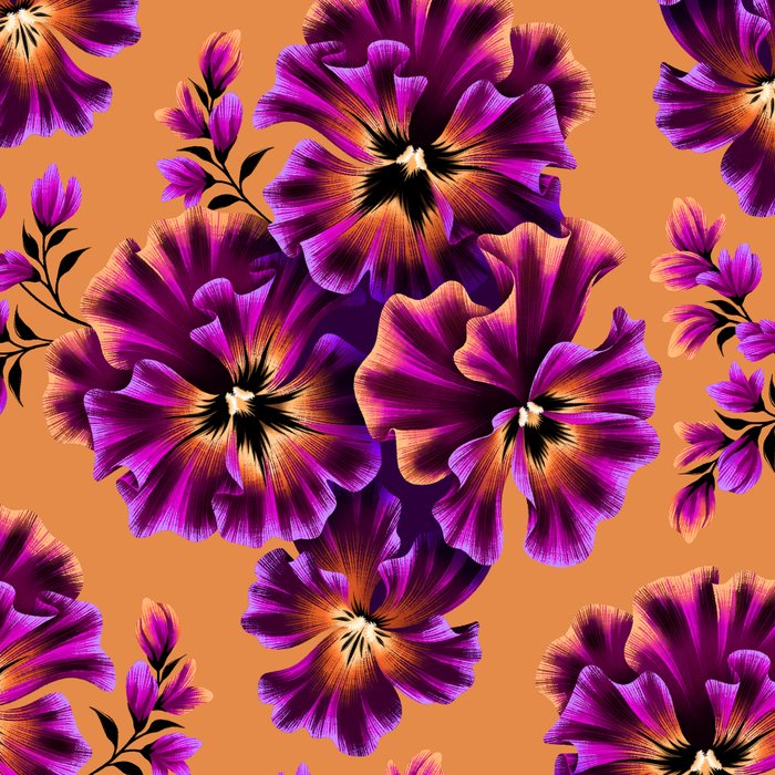 Pansies Floral - Peach and Purple Coffee Mug Gallery Image 2