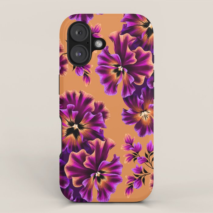 Pansies Floral - Peach and Purple iPhone Case Gallery Image 1