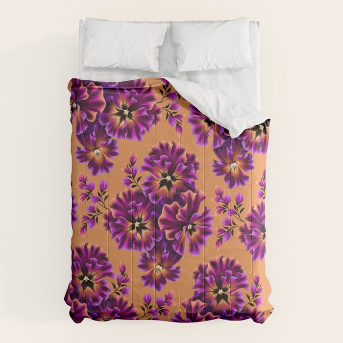 Pansies Floral - Peach and Purple Comforter Gallery Image 6
