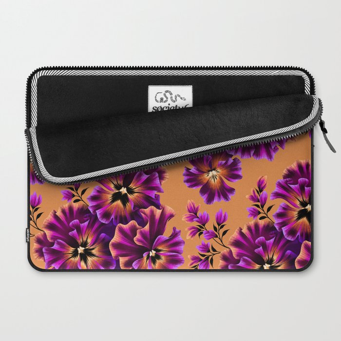 Pansies Floral - Peach and Purple Laptop Sleeve Gallery Image 2