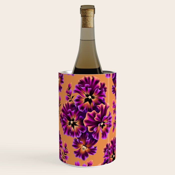 Pansies Floral - Peach and Purple Wine Chiller Gallery Image 1