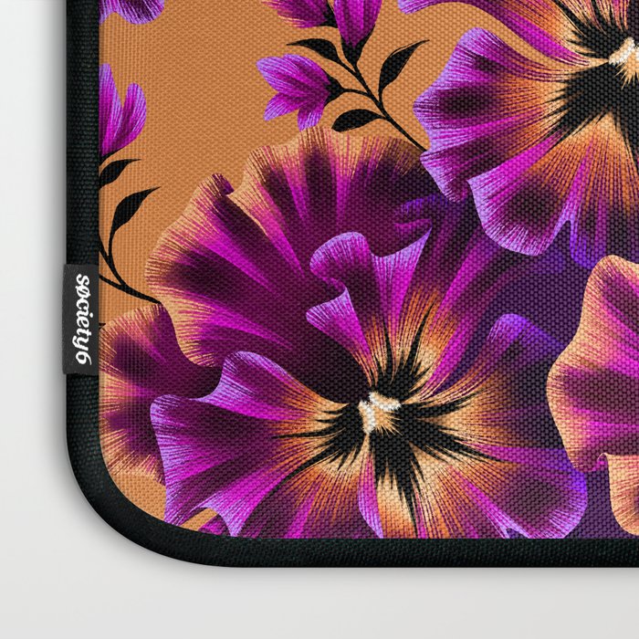 Pansies Floral - Peach and Purple Laptop Sleeve Gallery Image 3