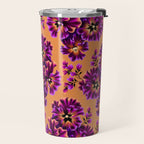 Pansies Floral - Peach and Purple Travel Mug Gallery Image 2
