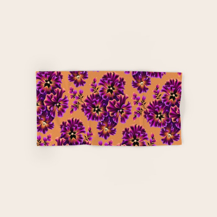 Pansies Floral - Peach and Purple Bath Towel Gallery Image 1
