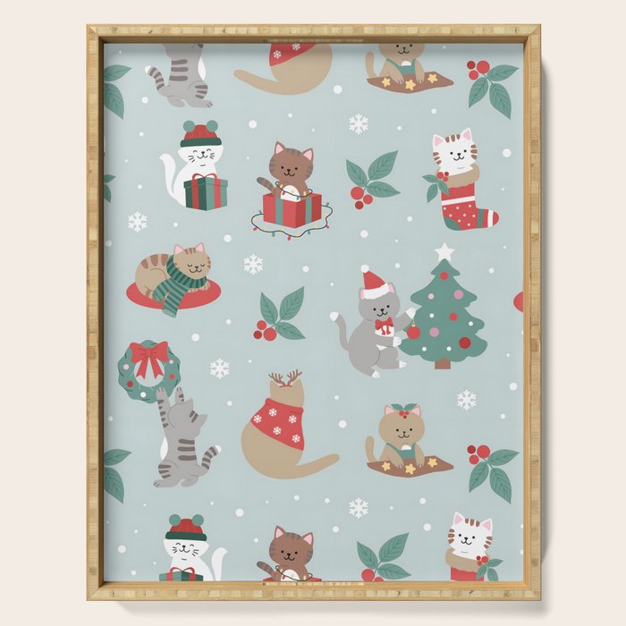 Christmas Festive Cute Holiday Kittens Serving Tray Gallery Image 1