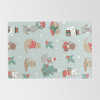 Christmas Festive Cute Holiday Kittens Rug Gallery Image 2
