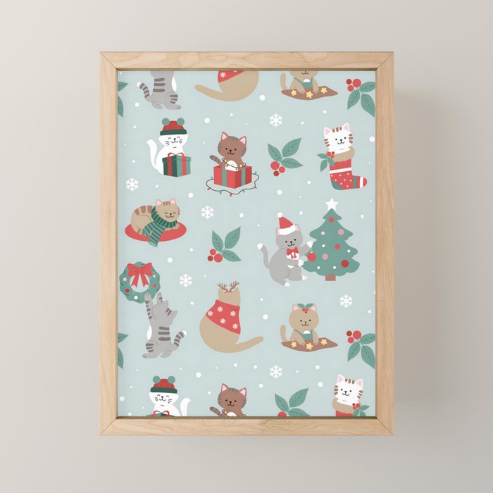 Christmas Festive Cute Holiday Kittens Mini Art Print Gallery Image 1