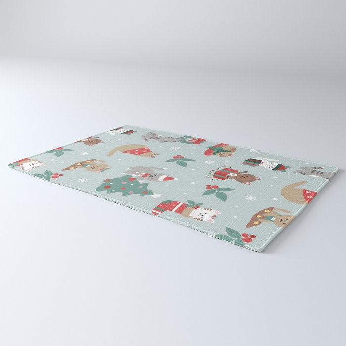 Christmas Festive Cute Holiday Kittens Rug Gallery Image 3