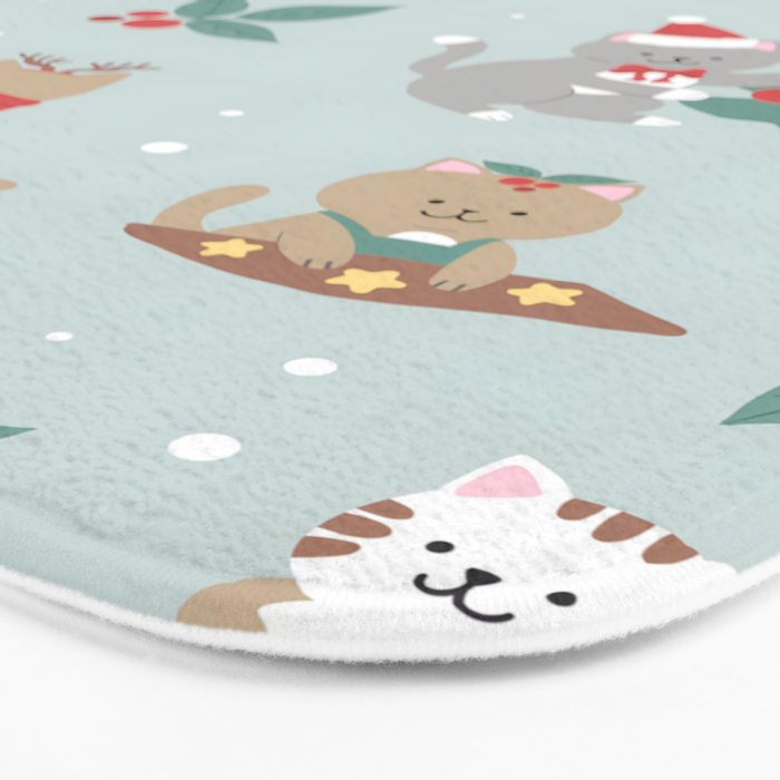 Christmas Festive Cute Holiday Kittens Bath Mat Gallery Image 3
