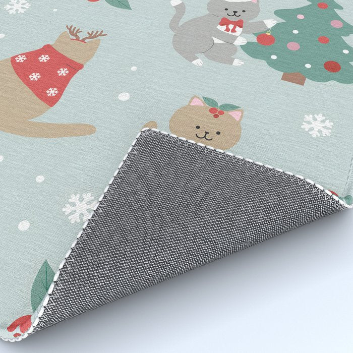 Christmas Festive Cute Holiday Kittens Rug Gallery Image 4
