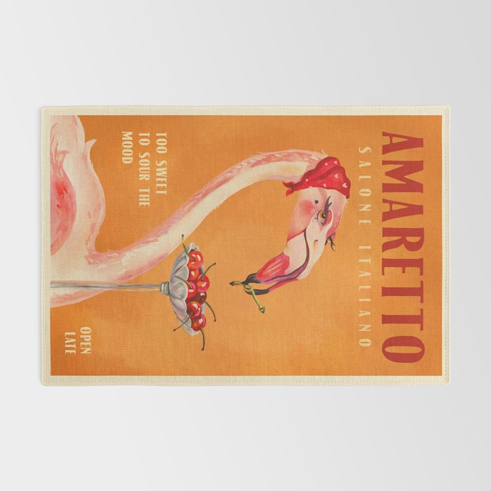 Vintage Art Deco Amaretto Poster. Cherry Flamingo Bar & Kitchen Art Rug Gallery Image 2