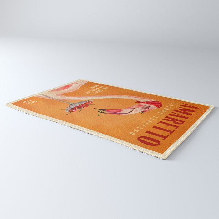 Vintage Art Deco Amaretto Poster. Cherry Flamingo Bar & Kitchen Art Rug Gallery Image 3