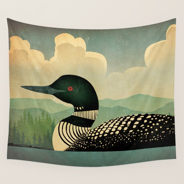 Common Loon Bird Wall Tapestry Gallery Image 1