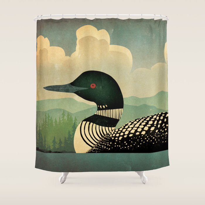 Common Loon Bird Shower Curtain Gallery Image 1