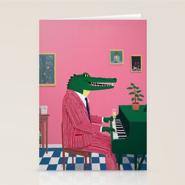 Crocodile Jazz Lounge Vibes Stationery Card Gallery Image 2