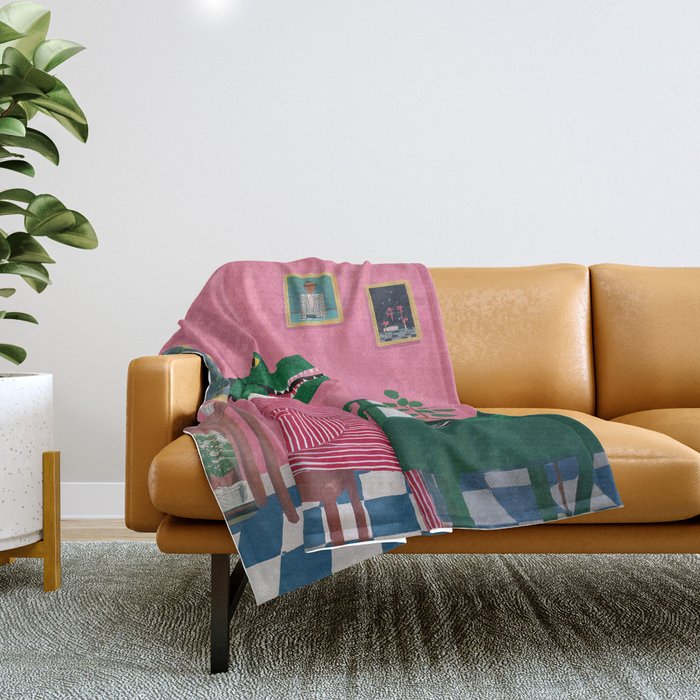 Crocodile Jazz Lounge Vibes Throw Blanket Gallery Image 1