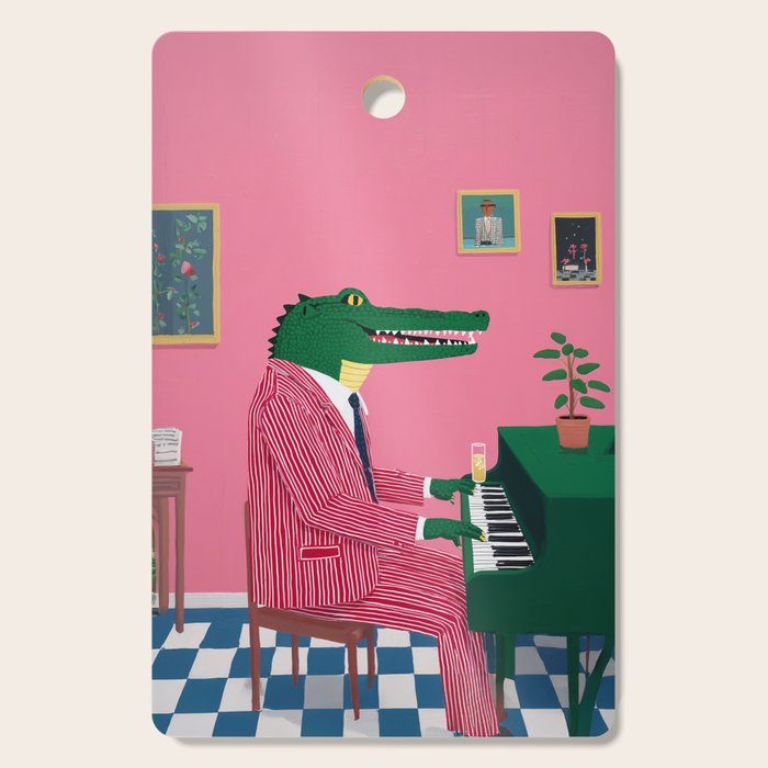 Crocodile Jazz Lounge Vibes Cutting Board Gallery Image 1