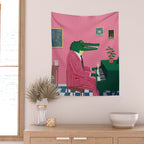 Crocodile Jazz Lounge Vibes Wall Tapestry Gallery Image 2