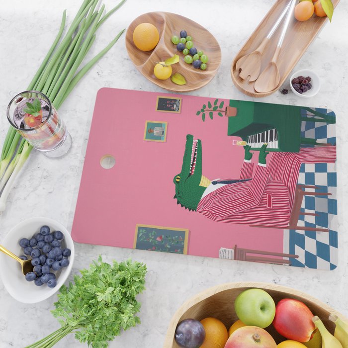 Crocodile Jazz Lounge Vibes Cutting Board Gallery Image 2