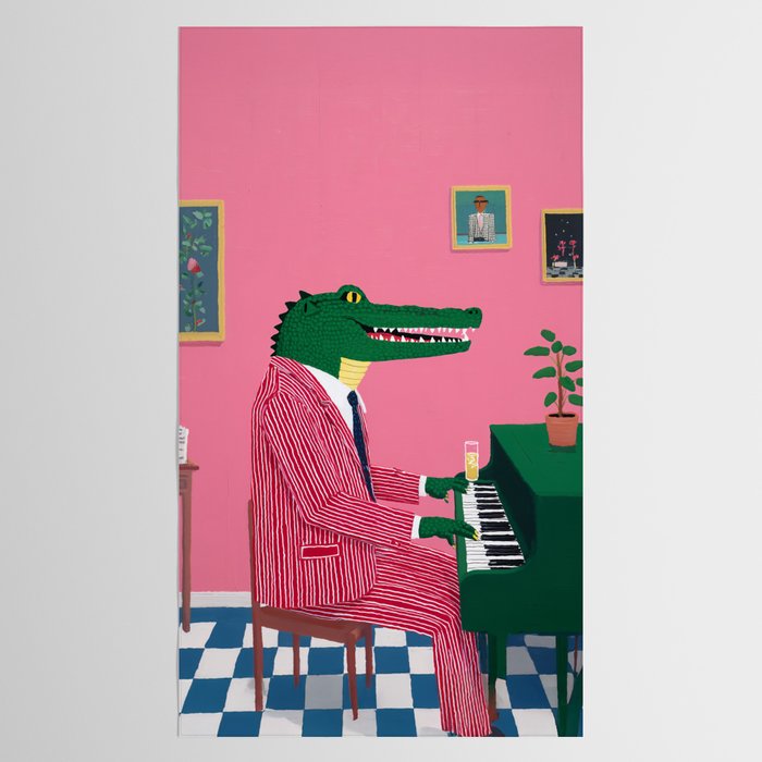 Crocodile Jazz Lounge Vibes Tablecloth Gallery Image 2