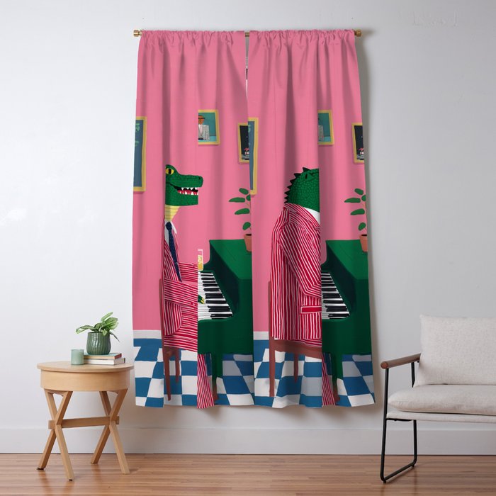 Crocodile Jazz Lounge Vibes Window Curtain Gallery Image 5