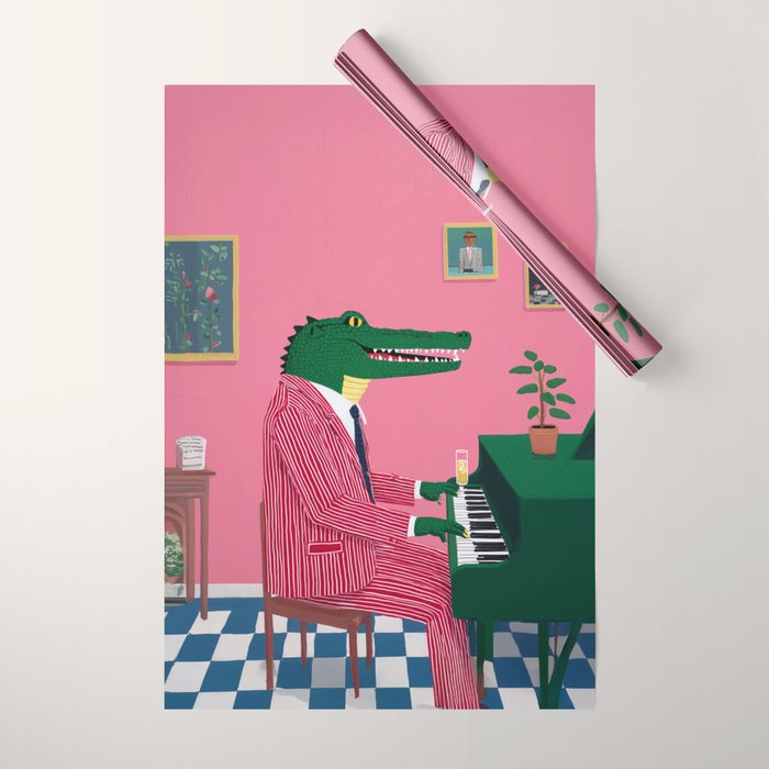 Crocodile Jazz Lounge Vibes Wrapping Paper Gallery Image 1