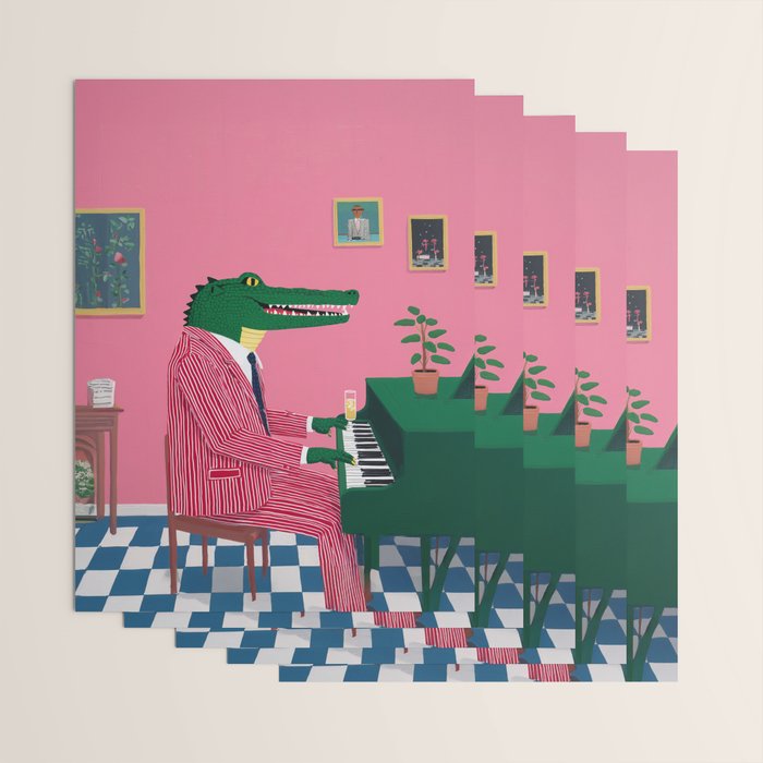 Crocodile Jazz Lounge Vibes Wrapping Paper Gallery Image 3