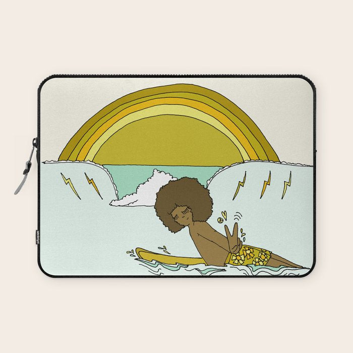 "buttons" kaluhiokalani 70s surf legend // retro surf art by surfy birdy Laptop Sleeve Gallery Image 1