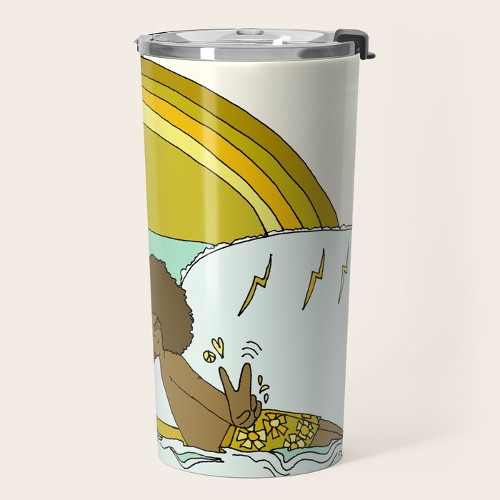 "buttons" kaluhiokalani 70s surf legend // retro surf art by surfy birdy Travel Mug Gallery Image 2