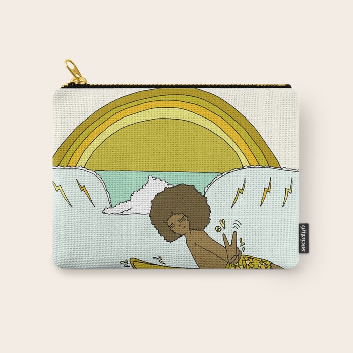 "buttons" kaluhiokalani 70s surf legend // retro surf art by surfy birdy Carry All Pouch Gallery Image 1