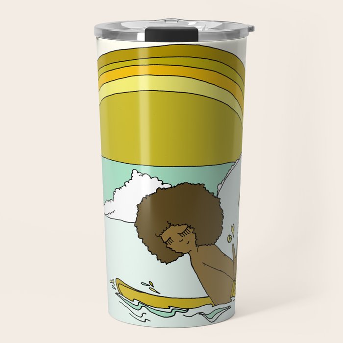 "buttons" kaluhiokalani 70s surf legend // retro surf art by surfy birdy Travel Mug Gallery Image 1