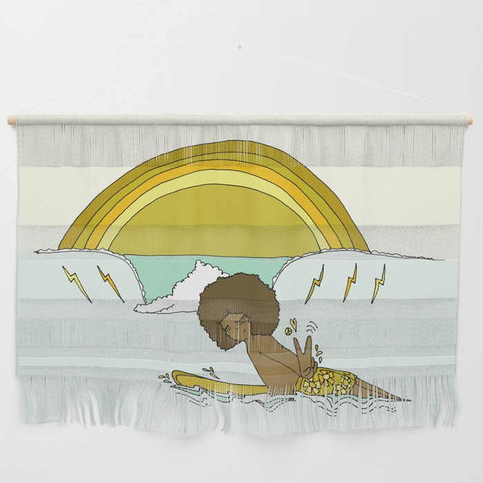 "buttons" kaluhiokalani 70s surf legend // retro surf art by surfy birdy Wall Hanging Gallery Image 1