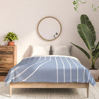 Minimal Line Curvature XIII Natural Blue Mid Century Modern Arch Abstract Comforter Gallery Image 3