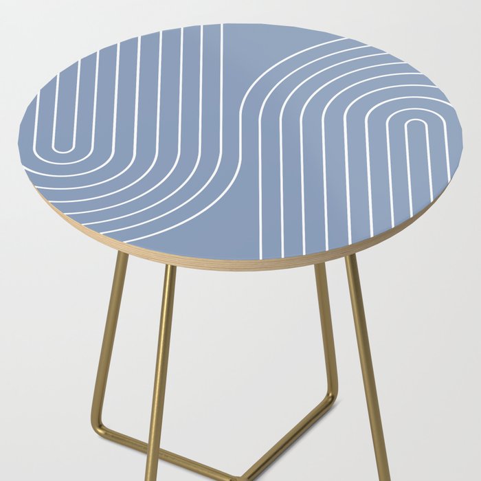 Minimal Line Curvature XIII Natural Blue Mid Century Modern Arch Abstract Side Table Gallery Image 2