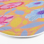 Folk Floral Blossoms in Pastel Pink Bath Mat Gallery Image 3