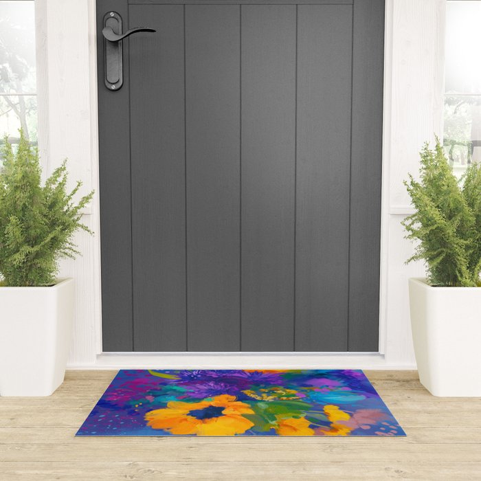 Bouquet In Blue Welcome Mat Gallery Image 3