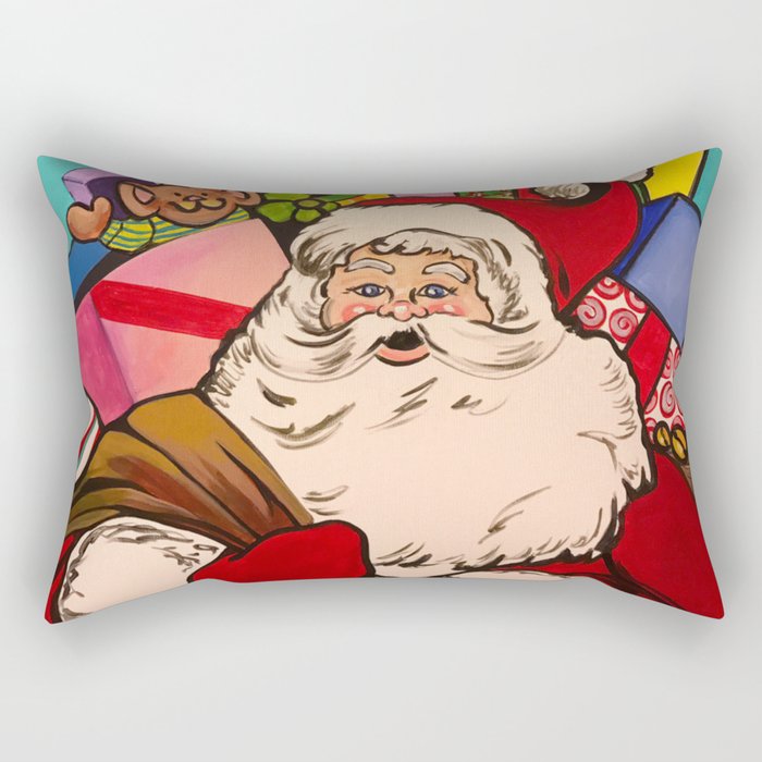 SANTA CLAUS WITH BOXES OF PRESENTS Rectangular Pillow Gallery Image 1