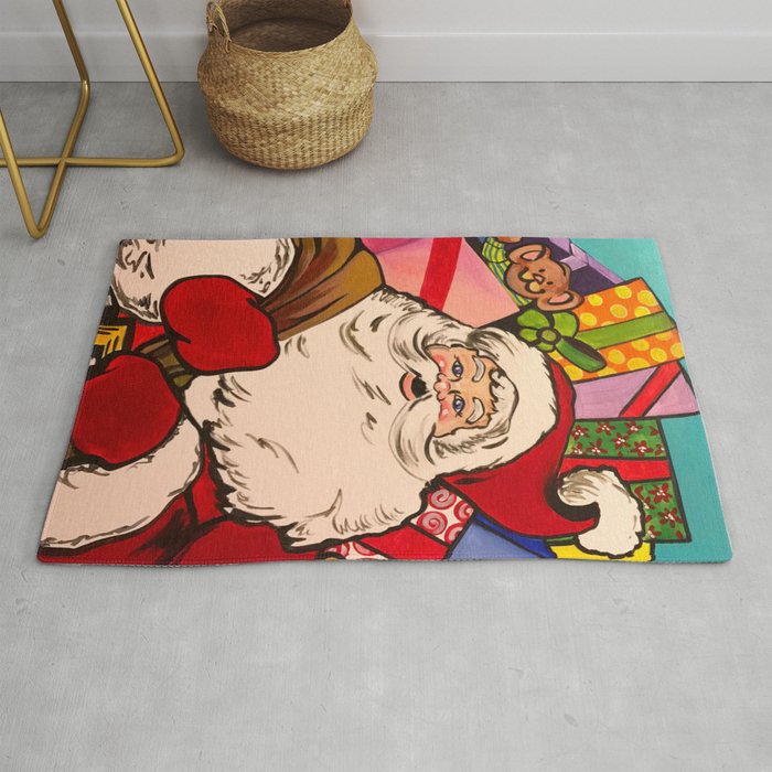 SANTA CLAUS WITH BOXES OF PRESENTS Rug Gallery Image 1
