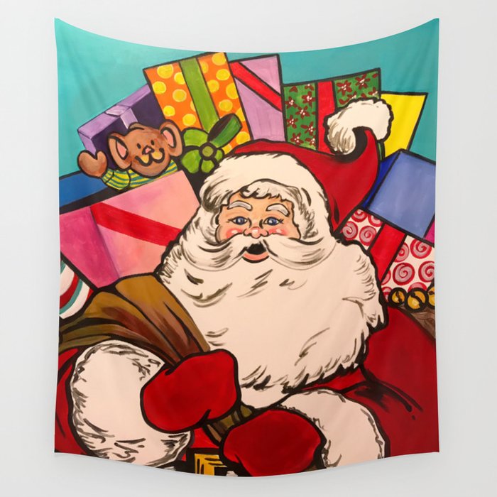 SANTA CLAUS WITH BOXES OF PRESENTS Wall Tapestry Gallery Image 4